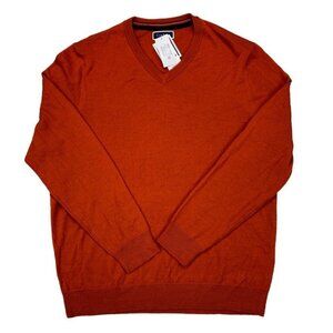 Club Room Men's Solid V-Neck Merino Wool Blend Sweater Size L
